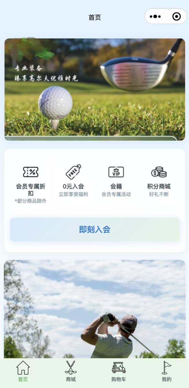 Golf E-commerce Platform Screenshot 1